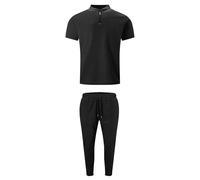 Mens Manches Courtes Quart Zip Pantalons Ensembles 2 pièces Combinaisons d'été avec Poches décontractées 2 pièces Tenues pour Hommes