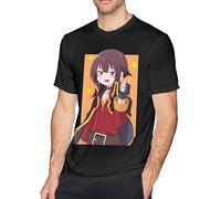 Men's Megumin Konosuba Cotton Round Neck Fashion Black T-Shirts Black M