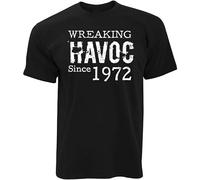 Men's Mens 50Th Birthday Wreaking Havoc Since 1972 Fiftieth Gift Idea Tee Black T-Shirts Black M