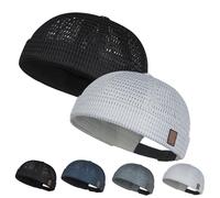 Mens Mesh Brimless Hat, Lightweight Cooling Skull Cap, Adjustable Docker Beanie for Summer Outdoor Sports (F)