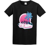 Men's Miami Vices Creative Vaporwave Aesthetic Harajuku Regular Fit T Shirt Manches Courtes(Large)