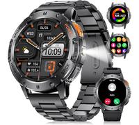 Men's Military Smart Watch, 1.43 Inch Amoled Smartwatch With 530 Mah/Flashlight/Bluetooth Calls/120+ Sports Modes/Heart Rate Monitor, Pedometer, Smartwatch For Android Ios
