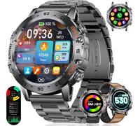 Men's Military Smart Watch, 530 Mah Battery, 1.45 Inch Amoled Smart Watch With Call, 100+ Sports Modes, Heart Rate/Sleep Monitor/3atm Waterproof For Android Ios, Black