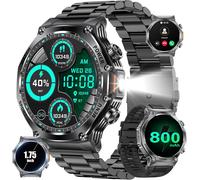 Men's Military Smart Watch With Call 800 Mah 900 Hours Battery Torch 10atm Waterproof Smart Watch With 1.75 Inch Touch Screen 100+ Sports Modes Android Ios