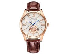 Mens Montres étanche Sport Grand Visage Grand Cadran Date Calendrier Simple Brun Montre-Bracelet en Cuir Montres analogiques pour Hommes (Couleur : Marron)