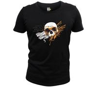 Mens Neon Crossbones Skull T Shirt Short Sleeves Cotton Tee Black L