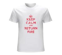 Men's New Keep Calm and Return Fire - Mens Heavy Cotton T-Shirts White L