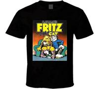 Men's New Retro Fritz The Cat T Shirt Take Out Drawstring Super Sports Competition Pullover Top T-Shirt Black L