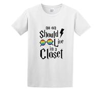 Men's No One Should Live in A Closet Cotton T Shirt White XL