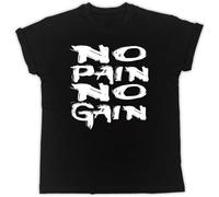 Men's No Pain No Gain Gym Fitness Slogan Funny Gift Designer Unisex T-Shirt Black S