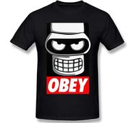 Men's O_Bey F_Rog Cotton Lightweight Classical Vintage Short Sleeve T-Shirt Black XL