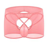 Mens Open Front Panties Lingerie Pocket Creux Troncs sous-vêtements Voir à Travers Elastique G-String Court avec jarreture (Orange,M)