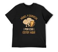 Men's Padel and Beer That's Why I'm Here Funny Beer Padel Tennis Fans Vintage Casual Cotton Men Clothing Black T-Shirts Black XXL