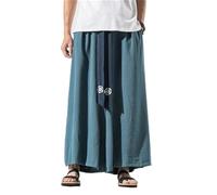 Men's Pants Element Chinese Style Linen Cotton Retro Style Trouser-Blue1-Large