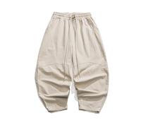 Men's Pants Spring Summer Chinese Cotton Linen Casual Large Size HarlanTrouser-Apricot-X-Large