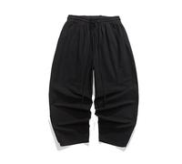 Men's Pants Spring Summer Chinese Cotton Linen Casual Large Size HarlanTrouser-Black-X-Large