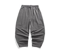 Men's Pants Spring Summer Chinese Cotton Linen Casual Large Size HarlanTrouser-Grey-Small