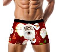 Mens Pants Underwear Cotton, sous-vêtements Masculins festifs imprimés pour célébrer Confortables et Respirants en Tissu Doux pour Un Usage Quotidien