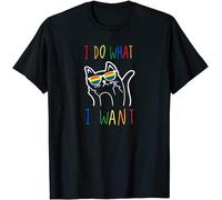 Men's Pattern I Cat I do What I Want Cat Funny Cat Lover T-Shirts Funny Funny Fashion Cotton Short Sleeve T Shirt Black Manches Courtes(X-Large)