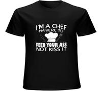 Men's Pattern 'I' Here to Feed Your Ass Not It' Funny Chef Personalized Top Sweatshirt Short Sleeve Black L