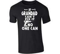Men's Pattern If Grandad Can't Fix it no One Can Fathers Day Top Dad Funny Fashion Cotton Short Sleeve T Shirt Black Manches Courtes(X-Large)