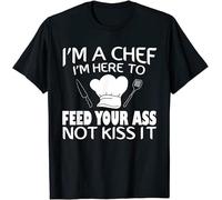 Men's Pattern I'm Here to Feed Your Ass Not It Funny Chef T-Shirt Funny Fashion Cotton Short Sleeve T Shirt Black Manches Courtes(XX-Large)