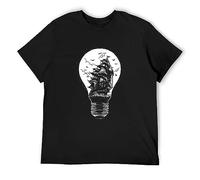Men's Pirate Alternative Gift Rebels Fashion Moth DTG Art Cotton T Shirt Black XXL