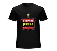 Men's Pizza 70S Style Tee Shirt Short-Sleeve Unisex T-Shirts Black XXL