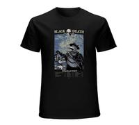 Men's Plague Doctor Men European Black Death Tour Awesome Cotton Tees Round Collar Oversized Graphic Printing T-Shirts Black S