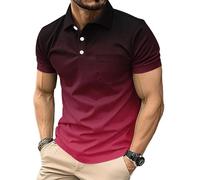 Mens Polo Shirts Manches Courtes Sport Golf Tennis T-Shirt séché Rapide athlétique Workout Polo Shirt Gradient Blouses (FR/ES, Alpha/Lettres, S, Taille Normale, Taille Normale, #10)