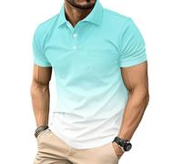 Mens Polo Shirts Manches Courtes Sport Golf Tennis T-Shirt séché Rapide athlétique Workout Polo Shirt Gradient Blouses (FR/ES, Alpha/Lettres, S, Taille Normale, Taille Normale, #14)