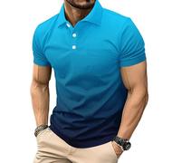 Mens Polo Shirts Manches Courtes Sport Golf Tennis T-Shirt séché Rapide athlétique Workout Polo Shirt Gradient Blouses (FR/ES, Alpha/Lettres, S, Taille Normale, Taille Normale, #8)