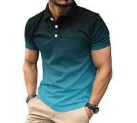 Mens Polo Shirts Manches Courtes Sport Golf Tennis T-Shirt séché Rapide athlétique Workout Polo Shirt Gradient Blouses (FR/ES, Alpha/Lettres, S, Taille Normale, Taille Normale, #7)