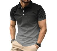 Mens Polo Shirts Manches Courtes Sport Golf Tennis T-Shirt séché Rapide athlétique Workout Polo Shirt Gradient Blouses (FR/ES, Alpha/Lettres, S, Taille Normale, Taille Normale, #5)