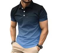 Mens Polo Shirts Manches Courtes Sport Golf Tennis T-Shirt séché Rapide athlétique Workout Polo Shirt Gradient Blouses (FR/ES, Alpha/Lettres, S, Taille Normale, Taille Normale, #2)