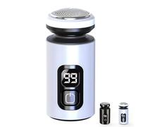 Men's Portable Electric Mini Shaver with Floating Blades, Electric Razor for Men, Compact Face Shaver with LED Display, Rechargeable Travel Razors (White)