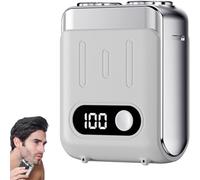 Men's Portable Mini Rotary Electric Shaver, Portable Rotary Dual Ring Electric Shaver, Travel Mini Shavers for Men, Men's Dual Head Razor (White)