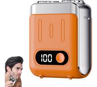 Men's Portable Mini Rotary Electric Shaver, Portable Rotary Dual Ring Electric Shaver, Travel Mini Shavers for Men, Men's Dual Head Razor (Orange)