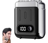 Men's Portable Mini Rotary Electric Shaver, Portable Rotary Dual Ring Electric Shaver, Travel Mini Shavers for Men, Men's Dual Head Razor (Black)