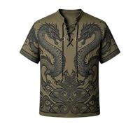 Men's Print Multicolor Strappy Crew Neck Tee for Adults Graphic Short Sleeve Top with Eye Catching Pattern and Comfortable Fit (D-Khaki, M)