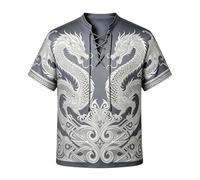 Men's Print Multicolor Strappy Crew Neck Tee for Adults Graphic Short Sleeve Top with Eye Catching Pattern and Comfortable Fit (D-Silver, L)