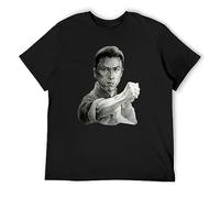 Men's Pwlz DIY Short Sleeve IP Man Donnie Yen Cotton Tee T-Shirts Black L