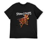 Men's Quanli Stone Temple Pilot Graphic Printed Top Tee T-Shirts Black XL
