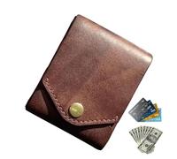Men's Retro Wallet, Slim Minimalist Wallet, Leather Card Wallet for Men, Men Purse with Money Clip 10 x 8 x 2,9 cm for Travel, Money, Indoor, Outdoor, Present, Brown Color, Marron, riferimento