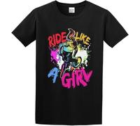 Men's Ride Lke A Girl BMX Biker Gift Idea J M Transparent Tshirt Print Tees Short Sleeve O Neck Manches Courtes(Medium)