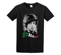 Men's Rocky Stallion Boxing Fan Club Italian Balboa Casual T Shirt Print Tops Black L