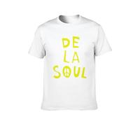 Men's Round Neck T-Shirt De La Soul - Golden Era Hip hop is Dead 3 Feet High and Rising 90s 80s Double Stitch Sleeves and Hem White M