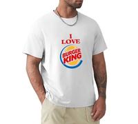 Men's Round Neck T-Shirt I Love Burger King Pure Cotton is More Hygroscopic White L
