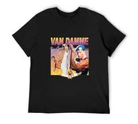 Men's Round Neck T-Shirt Jean-Claude Van Damme Double Stitch Sleeves and Hem Black XXL