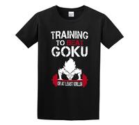 Men's Round Neck T-Shirt Training to Beat Goku Or at Least Krillin Do Not Bleach Black L